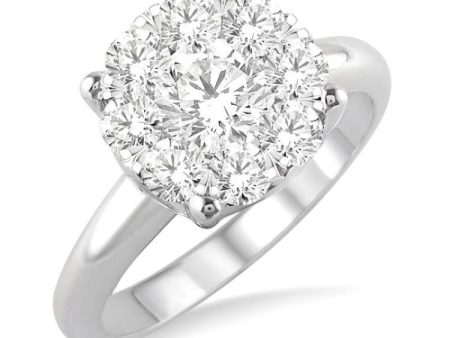 1 1 2 Ctw Lovebright Round Cut Diamond Ring in 14K White Gold Cheap