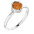 Rhodium-Plated Sterling Silver 6 mm Imitation Citrine Ring Hot on Sale