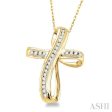 1 4 Ctw Channel Set Round Cut Diamond Cross Pendant in 10K Yellow Gold with Chain Online