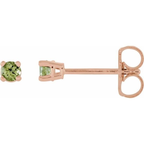 14K Rose 2.5 mm Natural Peridot Stud Earrings Cheap