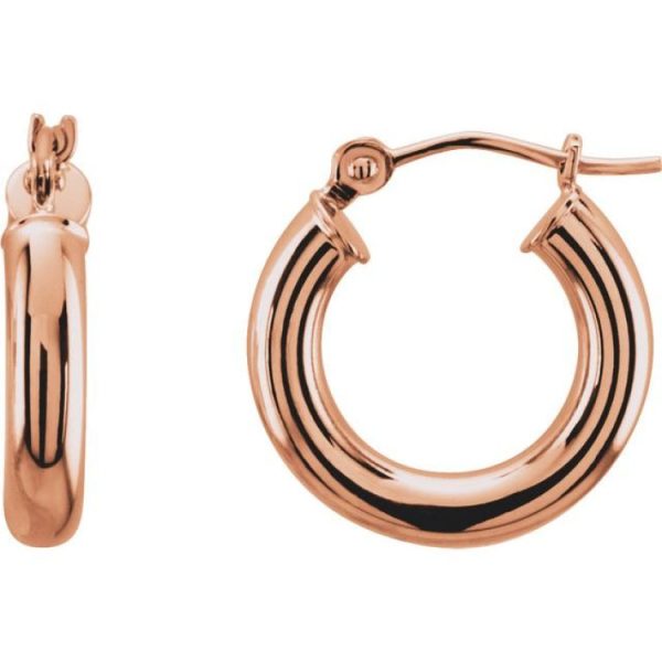 14K Rose 15 mm Tube Hoop Earrings Hot on Sale