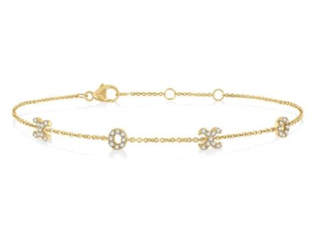 1 5 Ctw  XO  Round Cut Diamond Station Bracelet in 10K Yellow Gold Online