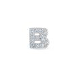 Platinum Finish Sterling Silver Micropave B Initial Charm with Simulated Diamonds For Cheap