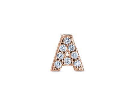 Rose Gold Finish Sterling Silver Micropave A Initial Charm with Simulated Diamonds on Sale