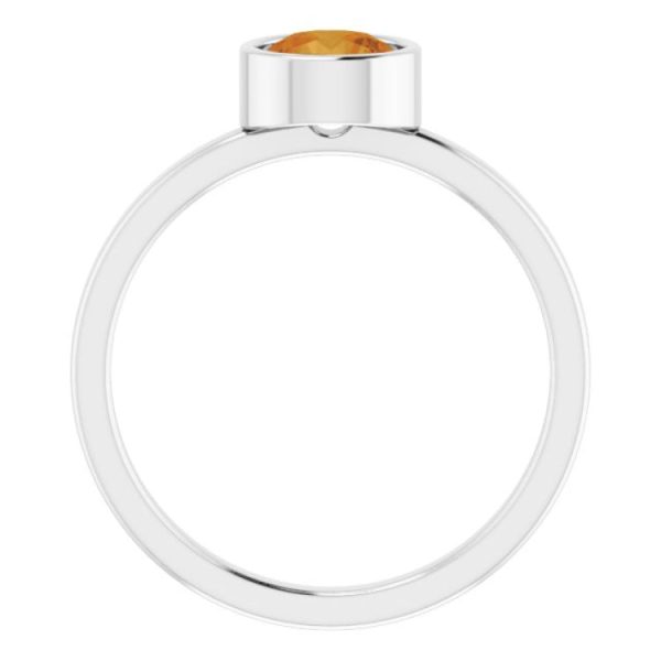 Rhodium-Plated Sterling Silver 6 mm Imitation Citrine Ring Hot on Sale