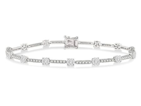 1 3 4 ctw Lovebright Round Cut Diamond Bar Tennis Bracelet in 14K White Gold Online