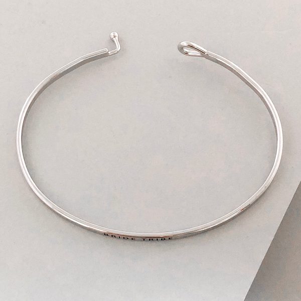 Bride Tribe  Dainty Bangle Bracelet-Silver For Cheap